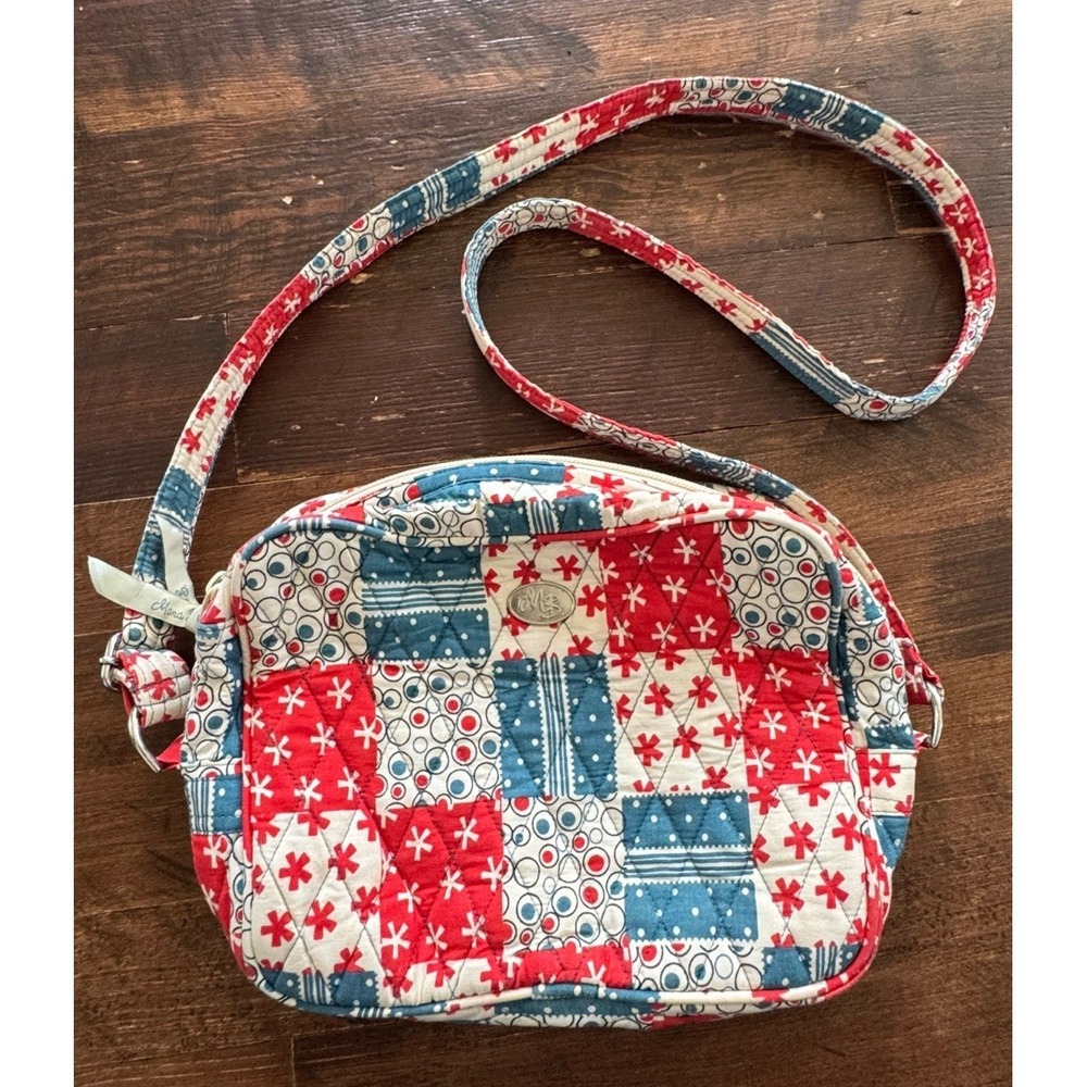 Mona B Quilted Crossbody‎ Bag Red Blue Patchwork Shoulder Purse Boho Travel